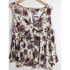American Eagle Floral Off Shoulder Long Sleeve Blouse Ivory Size M Womens Boho